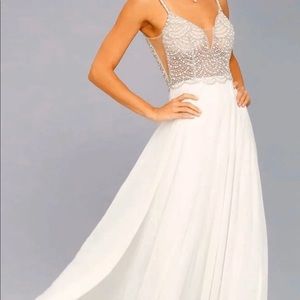True Love White Beaded Rhinestone Maxi Dress NWT